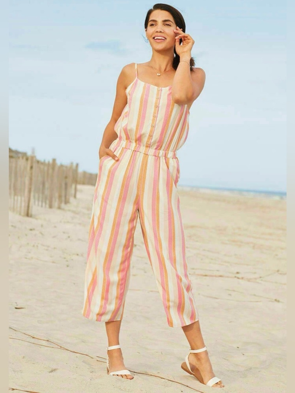 Matilda Jane NWT Women’s Take A Chance Striped Wide Leg Jumpsuit Romper Size L